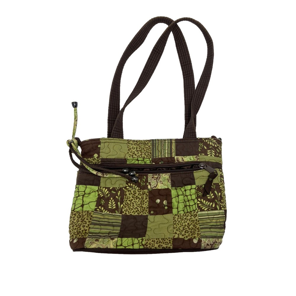 Donna Sharp Quilted Handbag Green And Brown